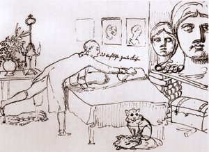 Johann Wolfgang Von Goethe in zijn huis aan de Via del Corso in Rome