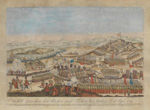 Incident tussen de Russische en Ottomaanse legers bij Galati op 20 april 1789 door Johann Hieronymus Loeschenkohl