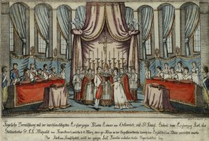 Marie-Louise trouwde met Napoleon bij volmacht in Wenen, met Aartshertog Karel als plaatsvervanger voor Napoleon door Johann Hieronymus Loeschenkohl