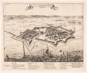 Stad en kasteel Landscron veroverd door I.K.M Christiano Quinto in het jaar 1676 door Johann Husman