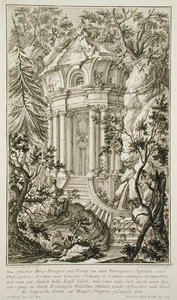 Tempel in een tuin, gegraveerd door Jacob Andreas Fridrich door Johann Jacob (after) Schubler