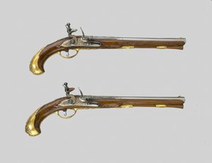 Paar Vuursteen Pistolen, Duitsland, 1700-1730 door Johann Jacob Behr