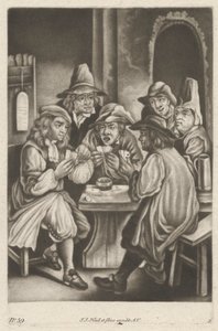 Mannen die kaarten spelen door Johann Jacobus Haid