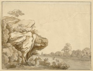 Heer en dame in landschap door Johann Jakob Dorner der Jüngere