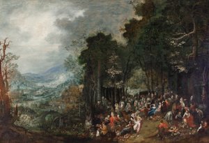 Landschap met feestgezelschap door Johann Jakob Hartmann