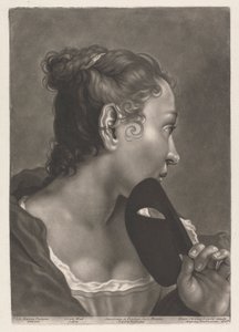Portret van een Vrouw met Masker door Johann Lorenz Haid