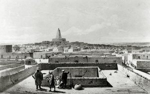 Timbuktu vanaf het terras van het Reizigershuis, uit 