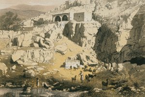 Gezicht op Baniyas. Ets door Bernatz et alii - Steinkopk J.F. Editore door Johann Martin Bernatz