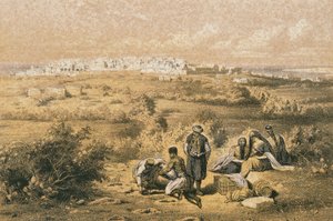 Gezicht op Haifa. Ets door Bernatz et alii - Steinkopk J.F. Editore door Johann Martin Bernatz