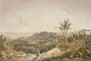 Gezicht op Jeruzalem. Ets door Bernatz et alii - Steinkopk J.F. Editore door Johann Martin Bernatz