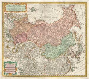 1730 kaart van Rusland en Tartarije door Johann Matthias Hase