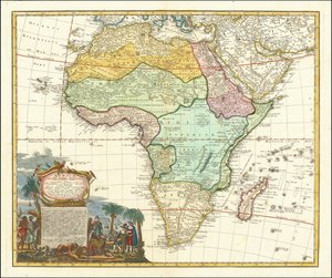 Kaart van Afrika uit 1737 door Johann Matthias Hase
