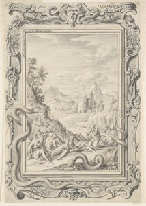 Studie voor Slangen Gestuurd om de Zondaars te Vernietigen, Plaat 360, Physica Sacra door Johann Melchior Füssli