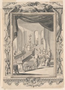 Studie voor Het IJzeren Bed van Koning Og, Plaat 324, Physica Sacra door Johann Melchior Füssli