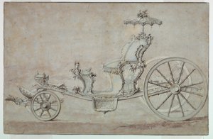 Tekening, Ontwerp voor een Cabriolet, voor 1750 door Johann Michael Hoppenhaupt II