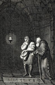 Keizer Karel IV (1346-1378) verzamelt op het graf van Widukind van Saksen in Enger, Duitsland in 1377 gravure door Johann Michael Mettenleiter door Johann Michael Mettenleiter