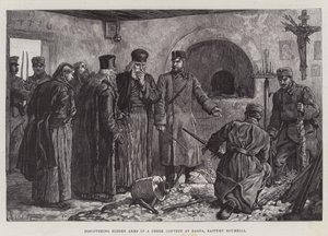 Ontdekking van verborgen wapens in een Grieks klooster in Bagna, Oost-Roemelië door Johann Nepomuk Schonberg
