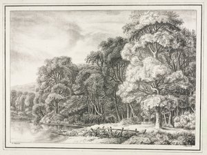 Boslandschap met Meer, 1811-1816 door Johann Nepomuk Strixner