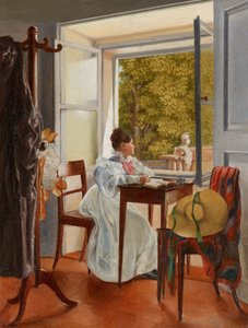 Marie Krafft aan het bureau door Johann Peter Krafft