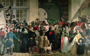De terugkeer van Frans I van Oostenrijk naar Presburg op 27 november 1809, 1828-32 door Johann Peter Krafft