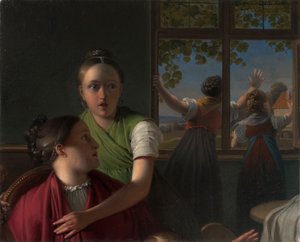 Vier meisjes in een kamer