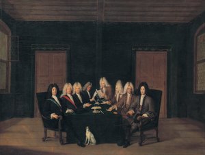 Frans:  Les emissaires au traité de Bade en septembre 1714 De afgezanten van het vredescongres van Baden op 7 september 1714