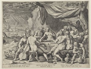 De zondige mensheid vóór de zondvloed door Johann Sadeler (I)