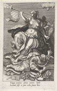 Geweten (Conciosacra) overwint Valse profeten (Pseudo prophetae) door Johann Sadeler (I)