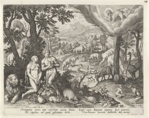 God de Vader zegent Adam, Eva en de dieren door Johann Sadeler (I)