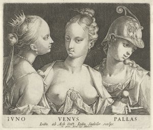 Juno, Venus en Minerva door Johann Sadeler (I)