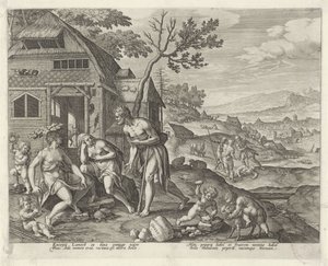 Lamech en zijn twee vrouwen door Johann Sadeler (I)