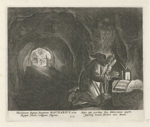 Macarius van Egypte als kluizenaar door Johann Sadeler (I)