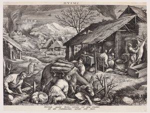 De winter - Hyems (De vier jaargetijden) door Johann Sadeler I