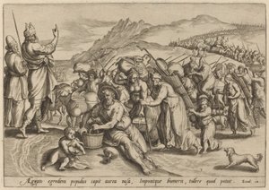 De Uittocht uit Egypte, 1585 door Johann Sadeler I