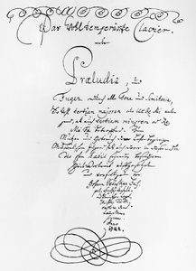 Handgeschreven Titelpagina van Het Wohltemperierte Klavier, 1722 door Johann Sebastian Bach