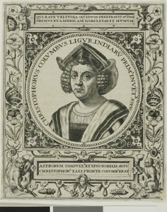 Christoffel Columbus, frontispice uit deel 5 van Theodor de Bry