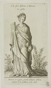 Clio, Muze van de Geschiedenis, plaat 7 van Parnassus Biceps door Johann Theodor de Bry