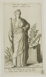 Erato, Muze van de Lyrische Poëzie, plaat 11 uit Parnassus Biceps door Johann Theodor de Bry