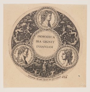 Immodica Ira Gignit Insaniam, Ontwerp voor interieurs van Tazze door Johann Theodor de Bry