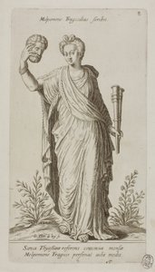 Melpomene, Muze van de Tragedie, plaat 8 uit Parnassus Biceps door Johann Theodor de Bry