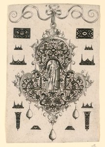 Plaat 5, uit een serie van acht hangende ontwerpen met de kardinale deugden door Johann Theodor de Bry