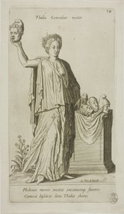 Thalia, Muze van de Komedie, plaat 14 van Parnassus Biceps door Johann Theodor de Bry