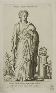 Urania, Muse van de Astronomie, plaat 15 van Parnassus Biceps door Johann Theodor de Bry