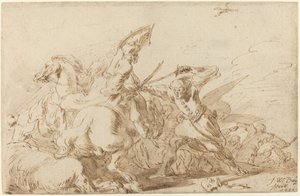 Een gevecht tussen oosterse cavalerie en soldaten, 1636 door Johann Wilhelm Baur