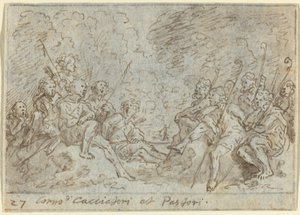 Koor van Jagers en Herders door Johann Wilhelm Baur