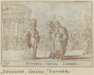 Montano, Carino en Dameta door Johann Wilhelm Baur