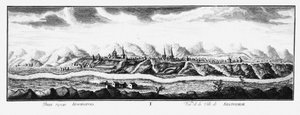 Uitzicht op Krasnoyarsk, ca. 1735 door Johann Wilhelm Lürsenius