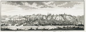 Uitzicht op Tobolsk, ca. 1735 door Johann Wilhelm Lürsenius