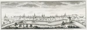 Uitzicht op Yeniseysk, ca. 1735 door Johann Wilhelm Lürsenius