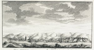 Uitzicht op het fort van Udinskoye, ca. 1735 door Johann Wilhelm Lürsenius